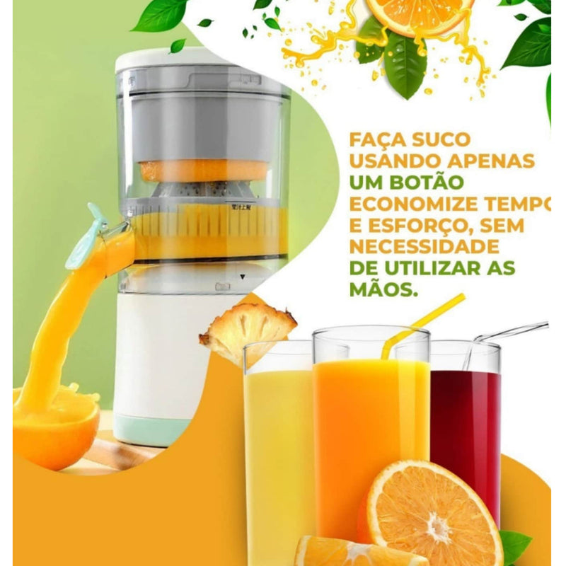 Espremedor Elétrico Laranja Limão Frutas 400ML P/ Fazer Sucos USB Recarregável Inox FAVariedades