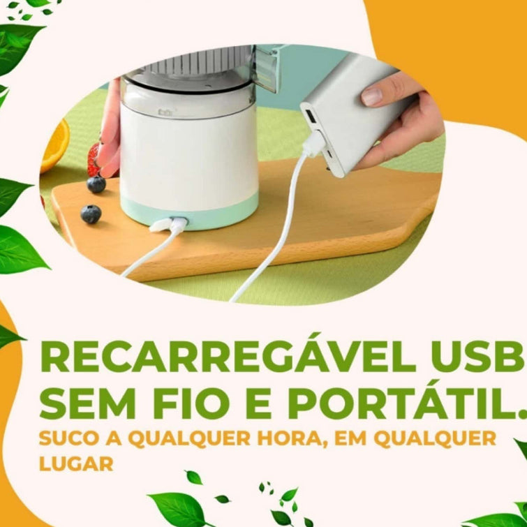 Espremedor Elétrico Laranja Limão Frutas 400ML P/ Fazer Sucos USB Recarregável Inox FAVariedades