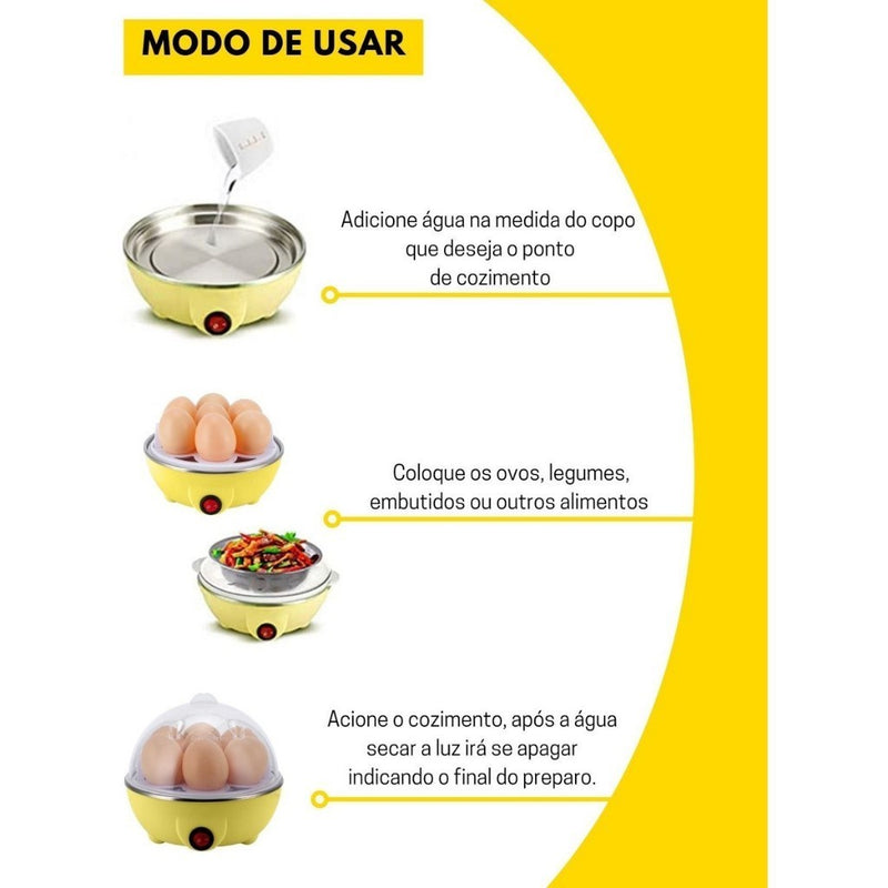 Elétrico Cozedor de Ovo Maquina De Cozinhar Ovos A Vapor Multifuncional Portátil Elétrico FAVariedades