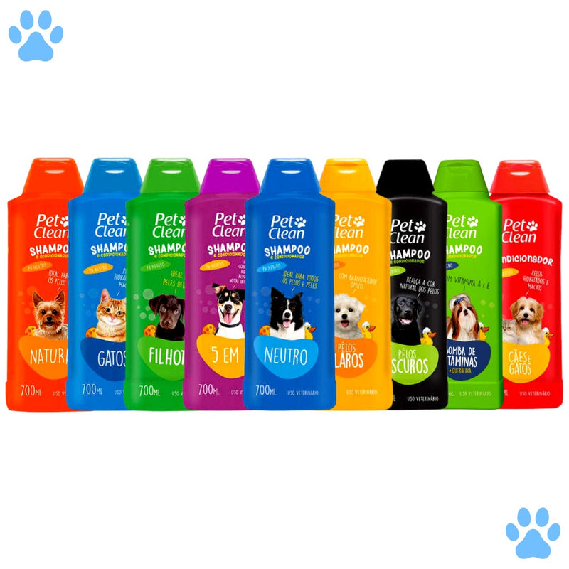 Shampoo e Condicionador para Cachorro e Gato Pet Clean - 700 ml FAVariedades