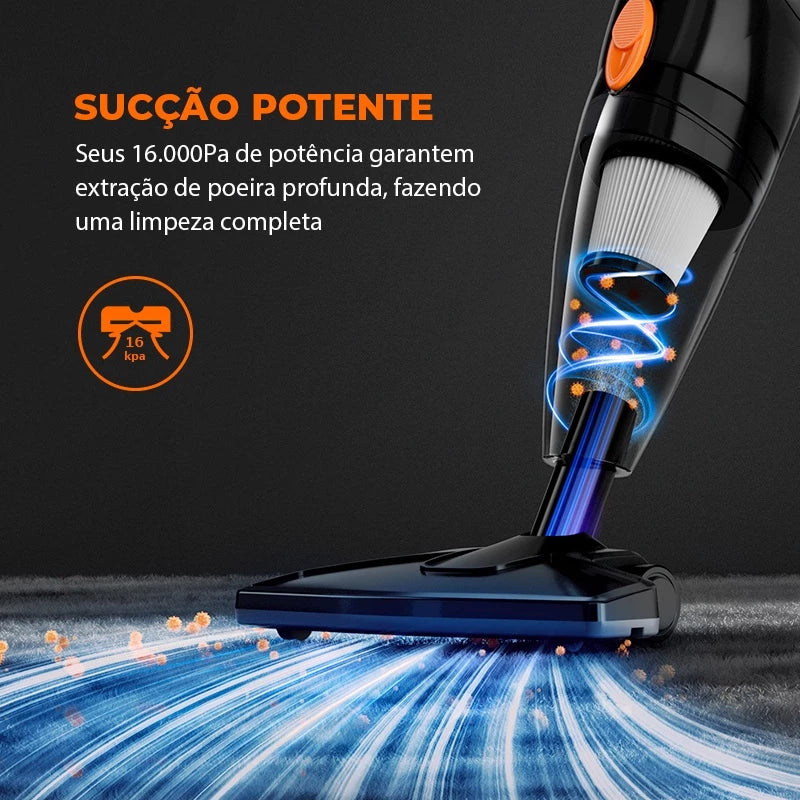 Aspirador de Pó Vertical Gaabor 2 em 1 Doméstico Leve Preto 16.000Pa Sucção Forte 127v/220V shopee