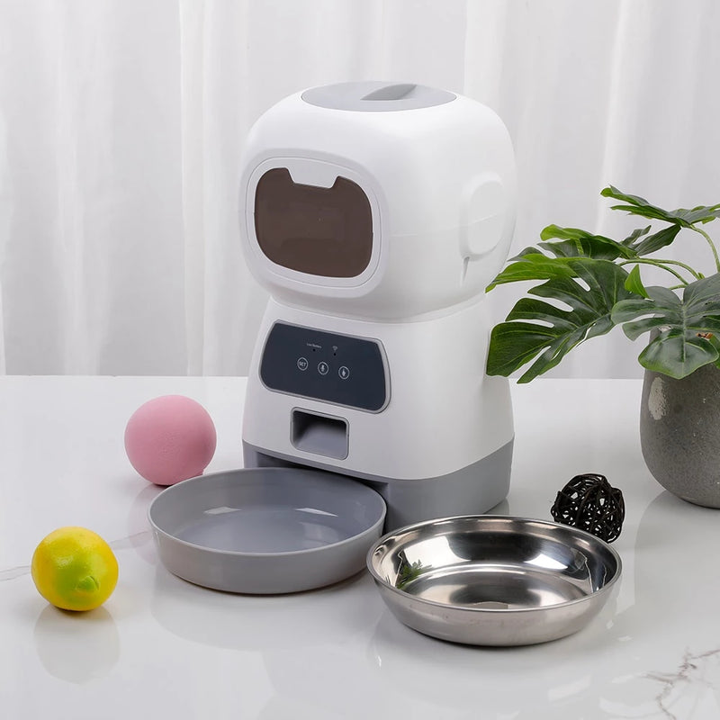 Tigela De Aço Inoxidável Alimentador De Botão Inteligente Wi-Fi APP Para Animais De Estimação Cães E Gatos Com Gravação shopee