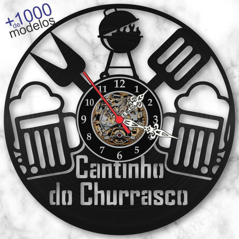 Relógio Parede Cantinho Churrasco Vinil Lp Decoração Retrô - Presente Criativo e Divertido Pai Tio Primo Filho Amigo Secreto Sobrinho FAVariedades