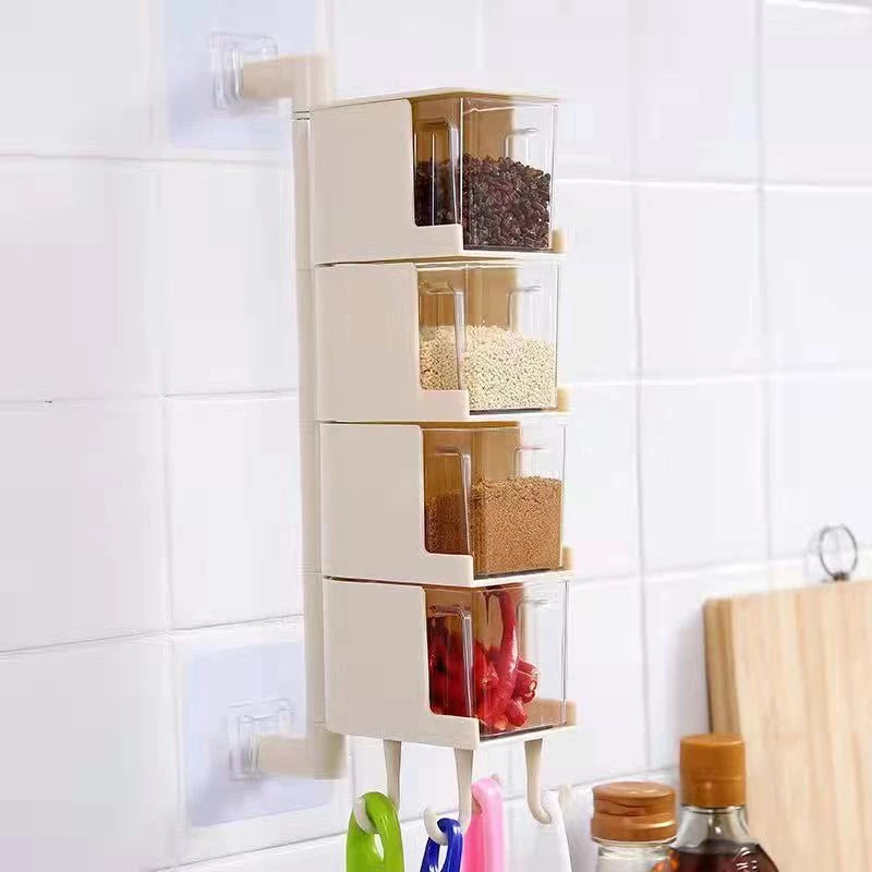 Temperos Condimentos Caixa Rotativa Titular Rotating Spice Rack Conjuntos Gadget De Cozinha Sal Shaker Açúcar Tigela Recipiente De Armazenamento De Plástico shopee