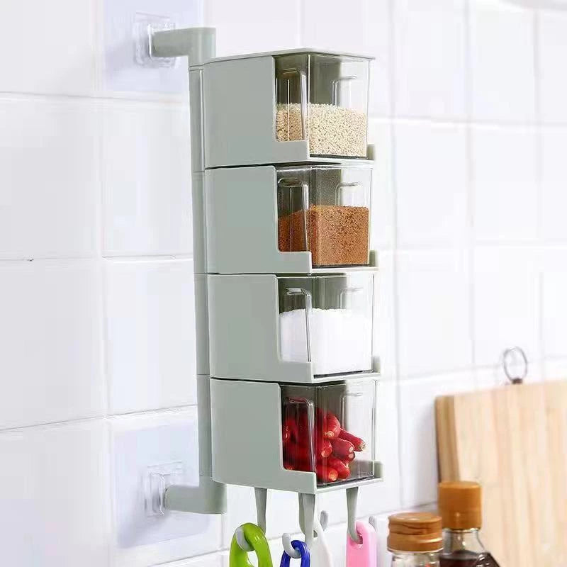 Temperos Condimentos Caixa Rotativa Titular Rotating Spice Rack Conjuntos Gadget De Cozinha Sal Shaker Açúcar Tigela Recipiente De Armazenamento De Plástico shopee