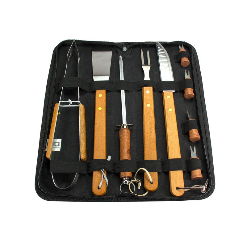 Kit Churrasco Inox Faca/garfo/pegador/espatula/amolador/chaira churrasqueiro facas tramontina FAVariedades