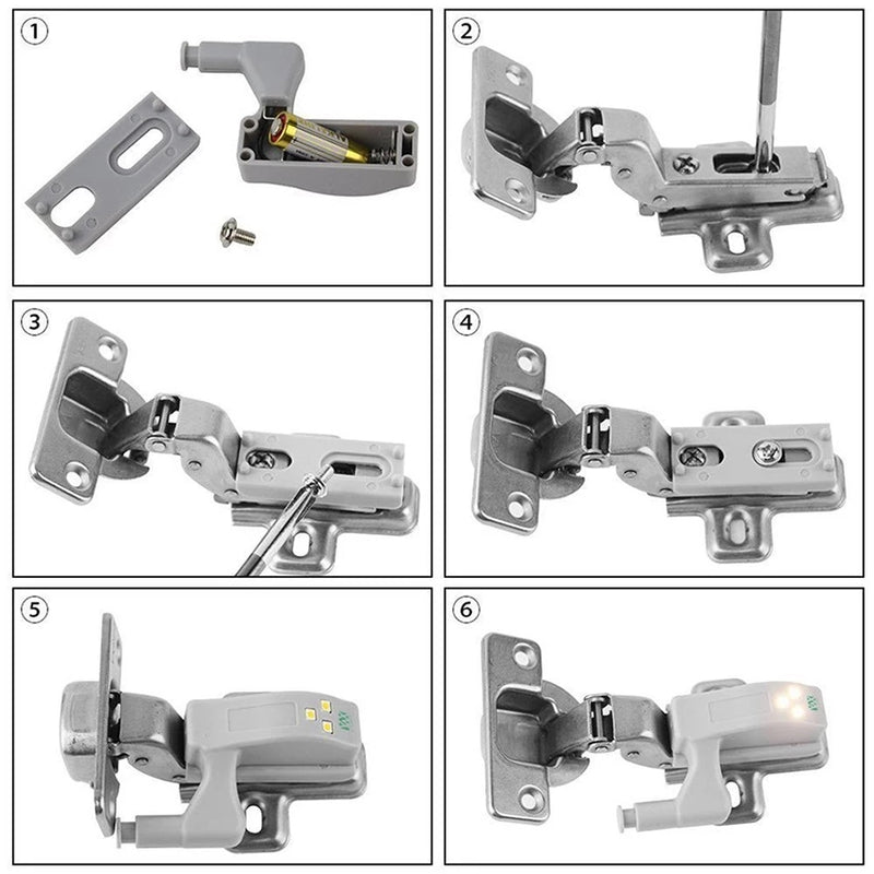 10/5 PCS Roupeiro Lâmpada De Dobradiça Interior Armário Universal LED Sensor De Luz Noturna FAVariedades