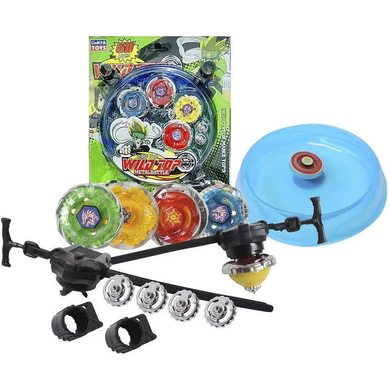 BRINQUEDO Kit 4 Beyblade Metal Fusion Led Tornado C/arena 2 Lançador shopee