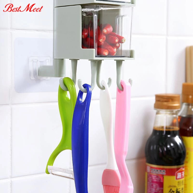 Temperos Condimentos Caixa Rotativa Titular Rotating Spice Rack Conjuntos Gadget De Cozinha Sal Shaker Açúcar Tigela Recipiente De Armazenamento De Plástico shopee