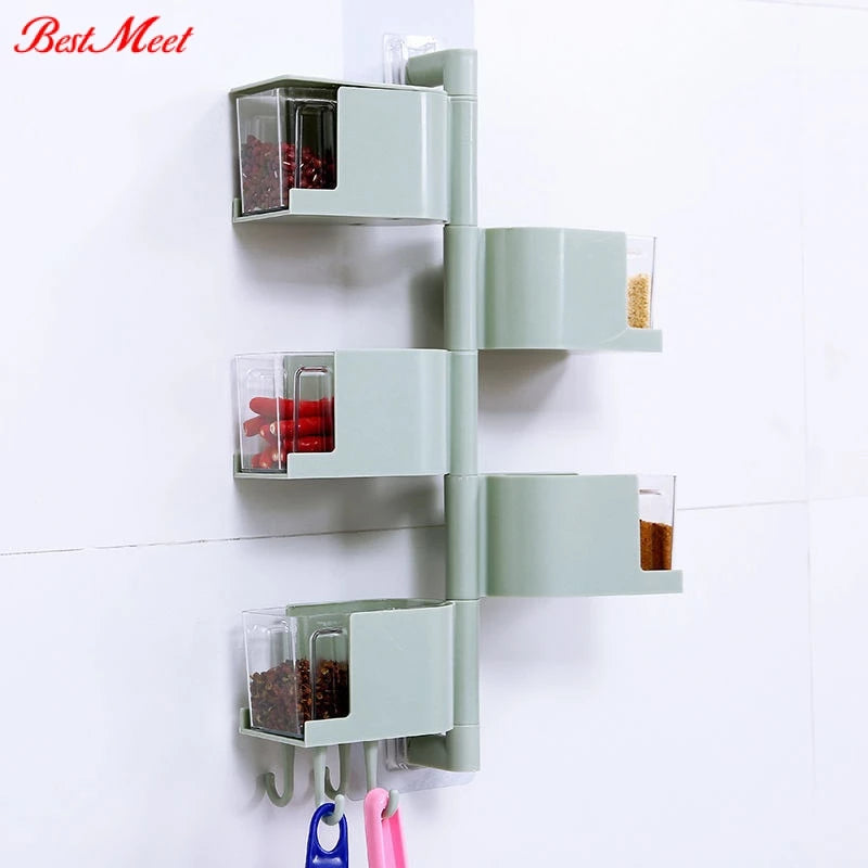 Temperos Condimentos Caixa Rotativa Titular Rotating Spice Rack Conjuntos Gadget De Cozinha Sal Shaker Açúcar Tigela Recipiente De Armazenamento De Plástico shopee