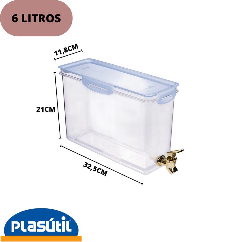 Pote Reservatório De Água Geladeira Torneira 6L - Plasútil shopee