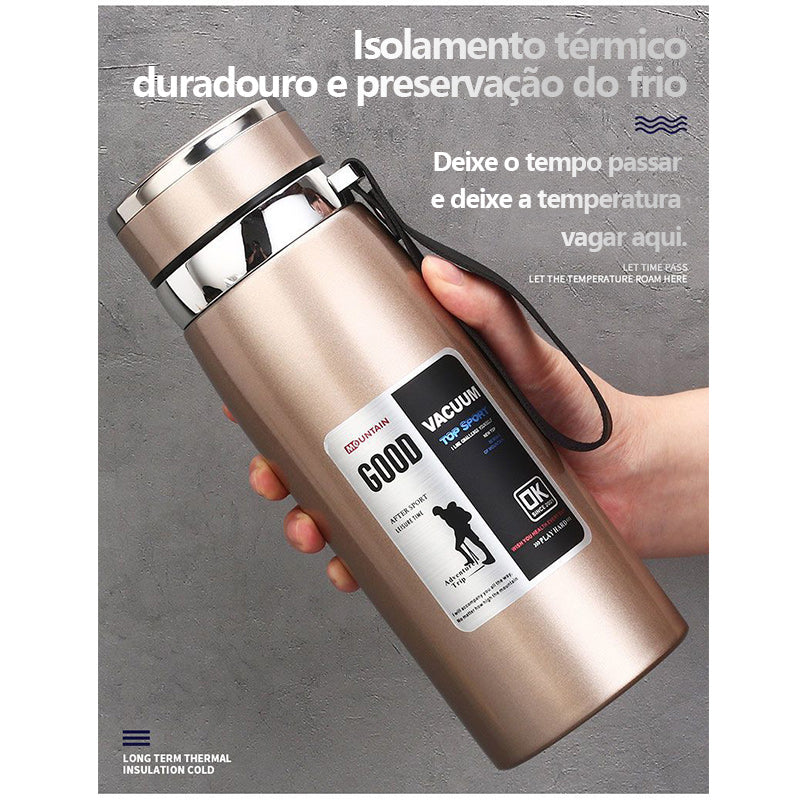 Garrafa Térmica 1000ml Copo Isolamento Duplo Aço Inoxidável A Vácuo Vacuum Bottle Super Resistente top FAVariedades