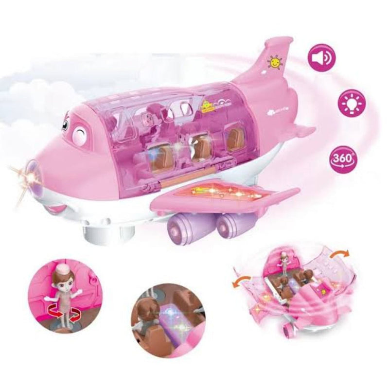 Brinquedo Avião Rosa Musical Infantil Com Luzes Gira Bate Volta Menina FAVariedades