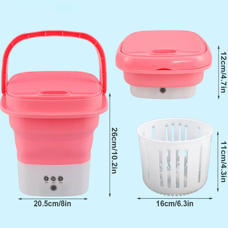 Mini Máquina de Lavar Roupas 8 Litros ou 4.5L Dobrável Balde Portátil Secagem Rápida Centrífuga Com Luz U.V shopee