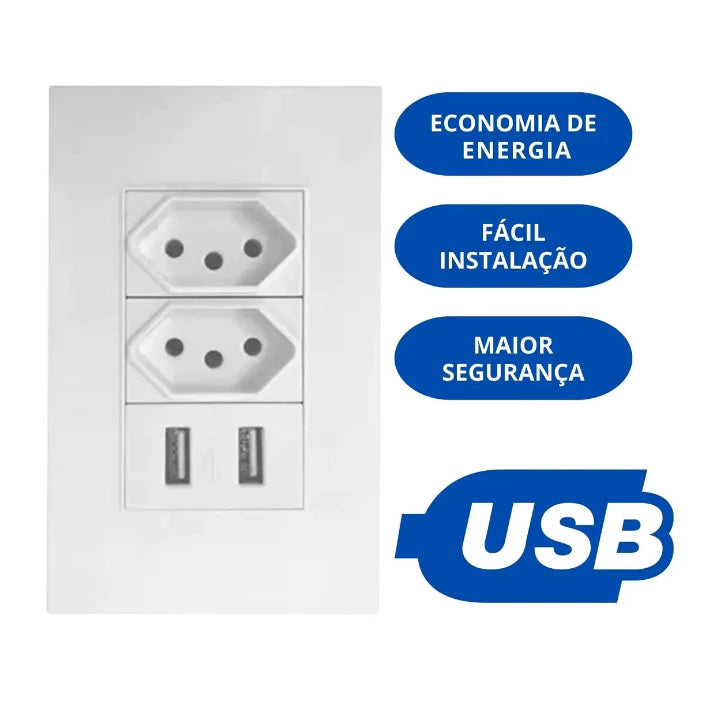 Tomada Parede Entradas Usb Carregador Universal Dispositivo shopee