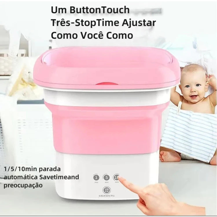 Mini Máquina de Lavar Roupas 8 Litros ou 4.5L Dobrável Balde Portátil Secagem Rápida Centrífuga Com Luz U.V shopee