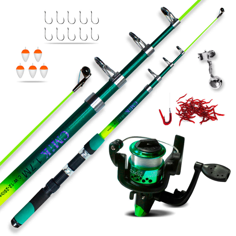 Kit Pesca - Vara, Molinete e Linha - Iniciantes Ótimo P/ Pesqueiro Rios Lagos + acompanhamento - VARA DE PESCA 1,70 - 1 VARA 1 MOLINETE + acompanhamento shopee