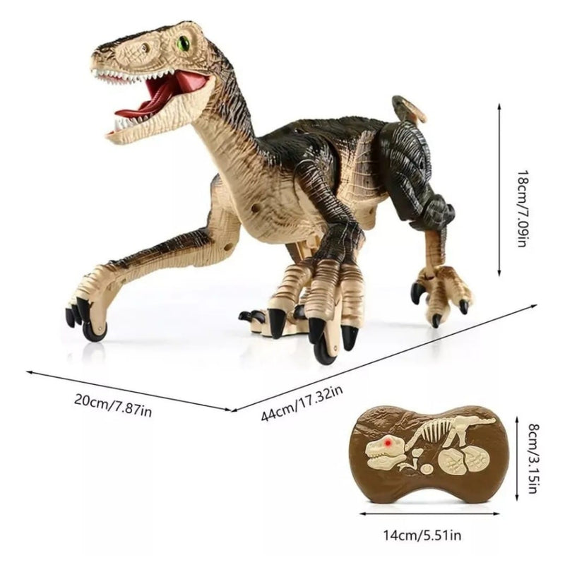 Dinossauro Recarregável Velociraptor C/ Controle remoto 5 Canais Luz e Som brinquedo infantil FAVariedades