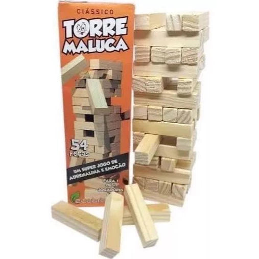 ogo Caiu Perdeu Pais & Filhos de Madeira Jogo da Torre de Madeira 54 Peças Desenvolve Coordenação Motora shopee