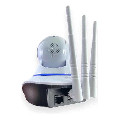 câmera iP robô 3 antenas wifi visão noturna full HD 360º microfone áudio babá eletrônica robozinho sem fio shopee