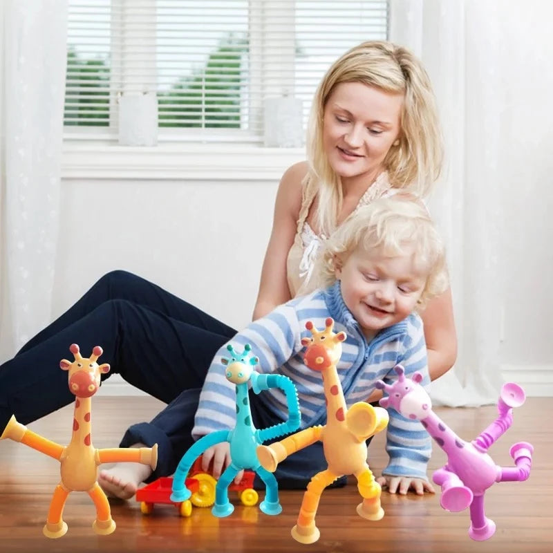 Brinquedo Infantil Girafa Pop Tubo Led Com Ventosa shopee