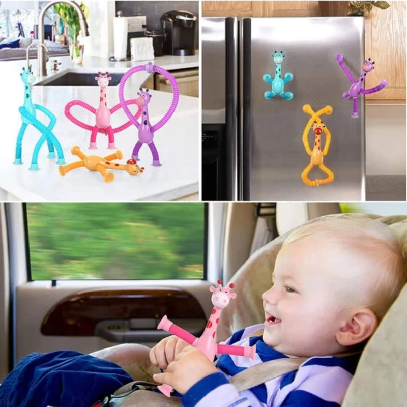 Brinquedo Infantil Girafa Pop Tubo Led Com Ventosa shopee