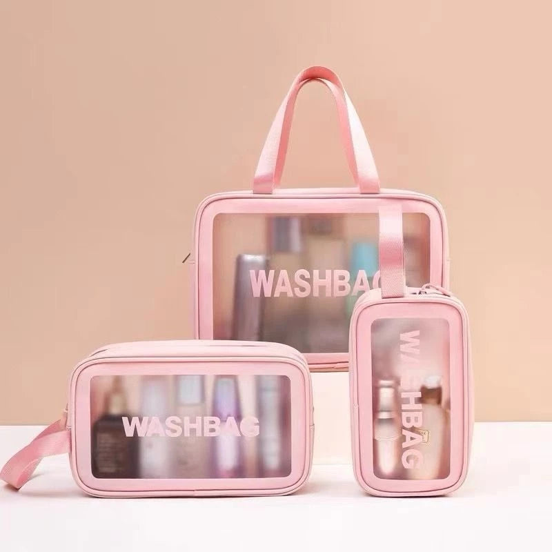 Kit 3 Necessaire Maquiagem Feminina Transparente a prova de água shopee