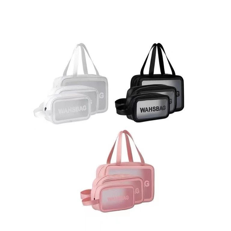 Kit 3 Necessaire Maquiagem Feminina Transparente a prova de água shopee