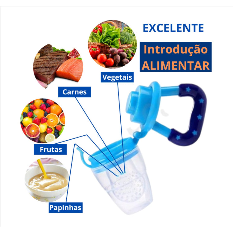 Chupeta Alimentadora de Silicone Mamadeira Fruta Vegetal Suco FAVariedades