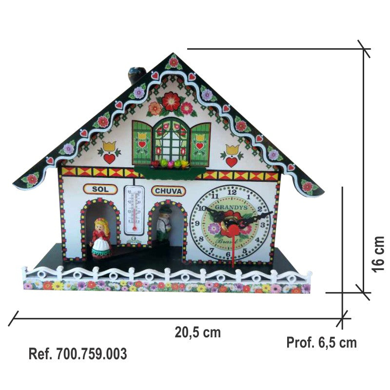 Casinha Do Tempo com Relógio Branca Previsão Chuva ou Sol FAVariedades