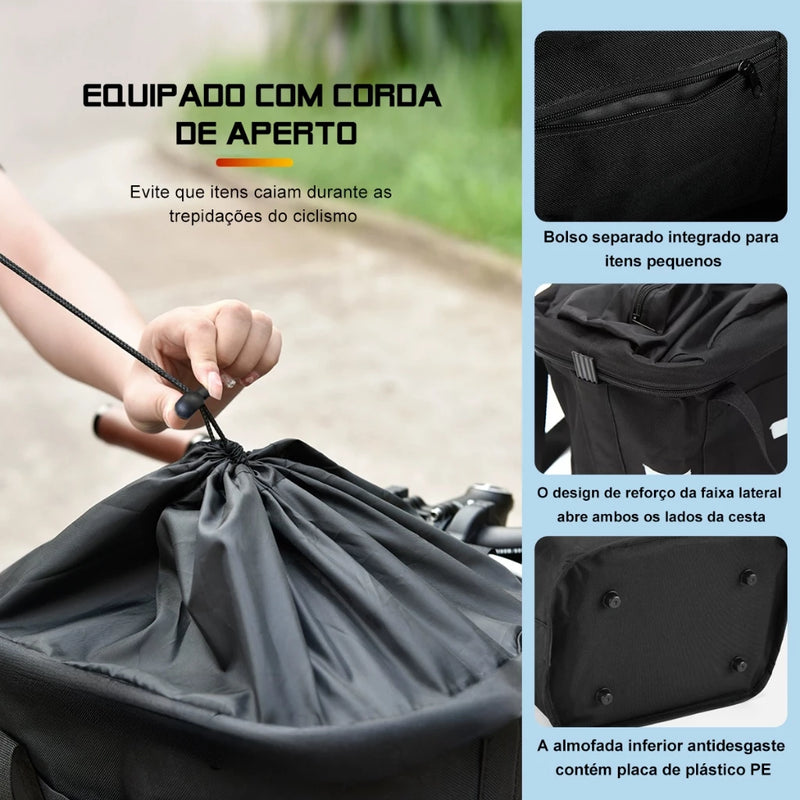 Alforje de bicicleta,Cesta de bicicleta dianteira removível impermeável bicicleta guiador cesta Pet transportadora Frame Bag shopee