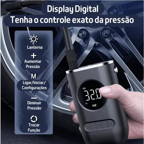 Mini Compressor de Ar Portatil Recarregavél Digital USB Calibrador Pneu Envio Imediato shopee