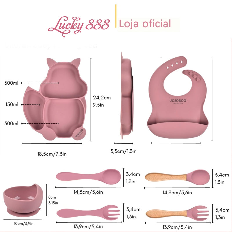 Conjunto de alimentação para bebês 8 em 1 de silicone Conjunto de alimentação para bebês Premium de silicone sem BPA à prova d'água FAVariedades