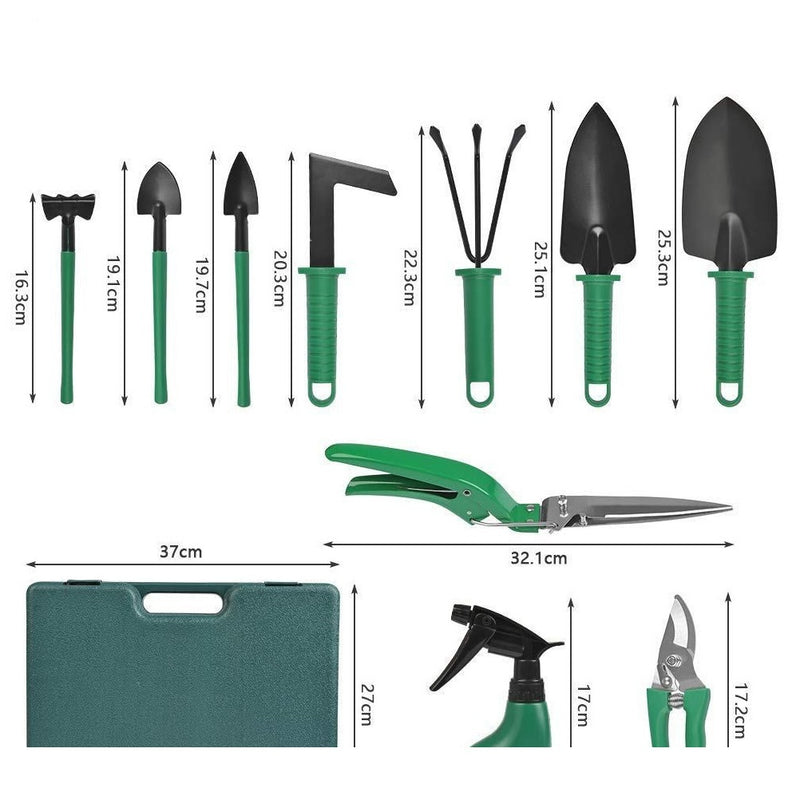 Kit Para Jardinagem Jardim Jogo Ferramentas Grama Corta Galhos Maleta Pás Poda 10 Peças Com Maleta Promoção FAVariedades