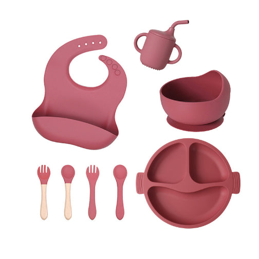 Conjunto de alimentação para bebês 8 em 1 de silicone Conjunto de alimentação para bebês Premium de silicone sem BPA à prova d'água FAVariedades