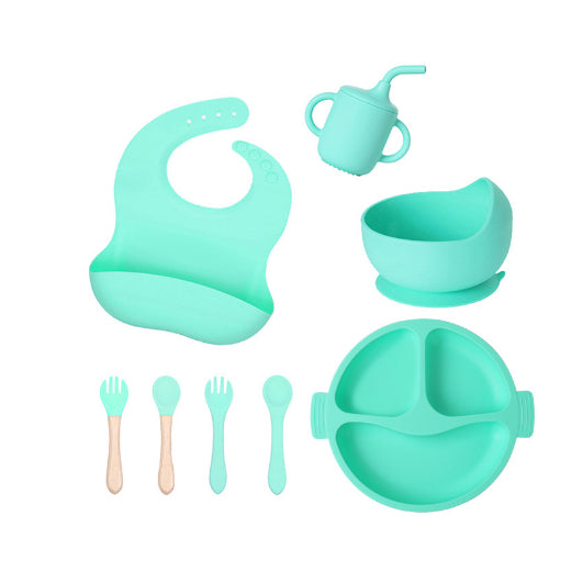 Conjunto de alimentação para bebês 8 em 1 de silicone Conjunto de alimentação para bebês Premium de silicone sem BPA à prova d'água FAVariedades