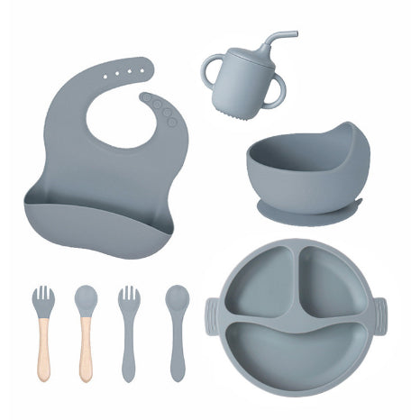 Conjunto de alimentação para bebês 8 em 1 de silicone Conjunto de alimentação para bebês Premium de silicone sem BPA à prova d'água FAVariedades