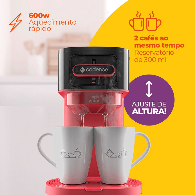 Cafeteira Elétrica Single Up Caf230 Vermelha E Preta Cadence 127v ou 220v FAVariedades