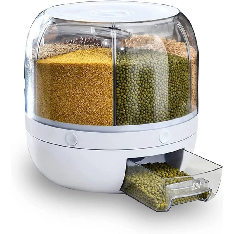 Dispenser Porta Grãos E Cereais Arroz Giratório 6 Recipientes Cozinha shopee