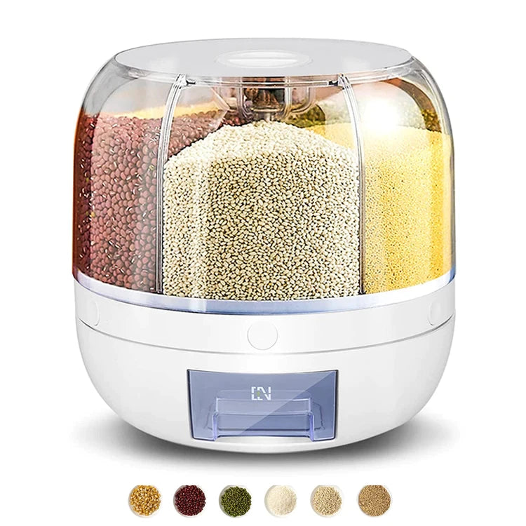 Dispenser Porta Grãos E Cereais Arroz Giratório 6 Recipientes Cozinha shopee