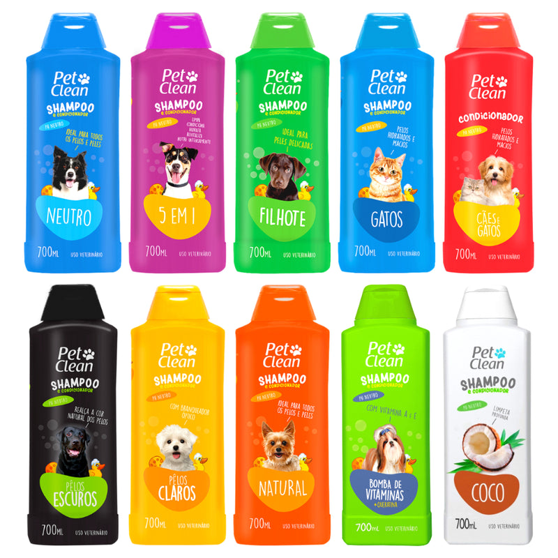 Shampoo e Condicionador para Cachorro e Gato Pet Clean - 700 ml FAVariedades