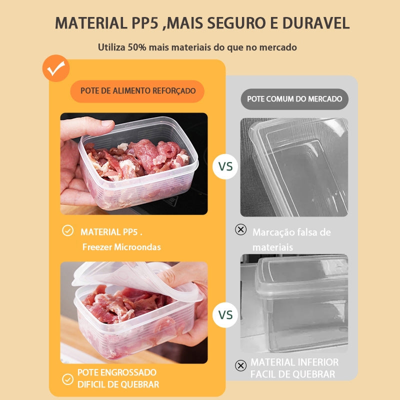 Kit 10 Potes De Frutas Retangular Reutilizável !! Com Tampa Marmita Fitness Organizador Alimentos Freezer Microondas BC-01/BC-02 FAVariedades