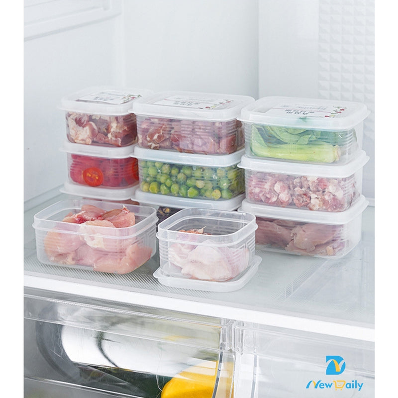 Kit 10 Potes De Frutas Retangular Reutilizável !! Com Tampa Marmita Fitness Organizador Alimentos Freezer Microondas BC-01/BC-02 FAVariedades