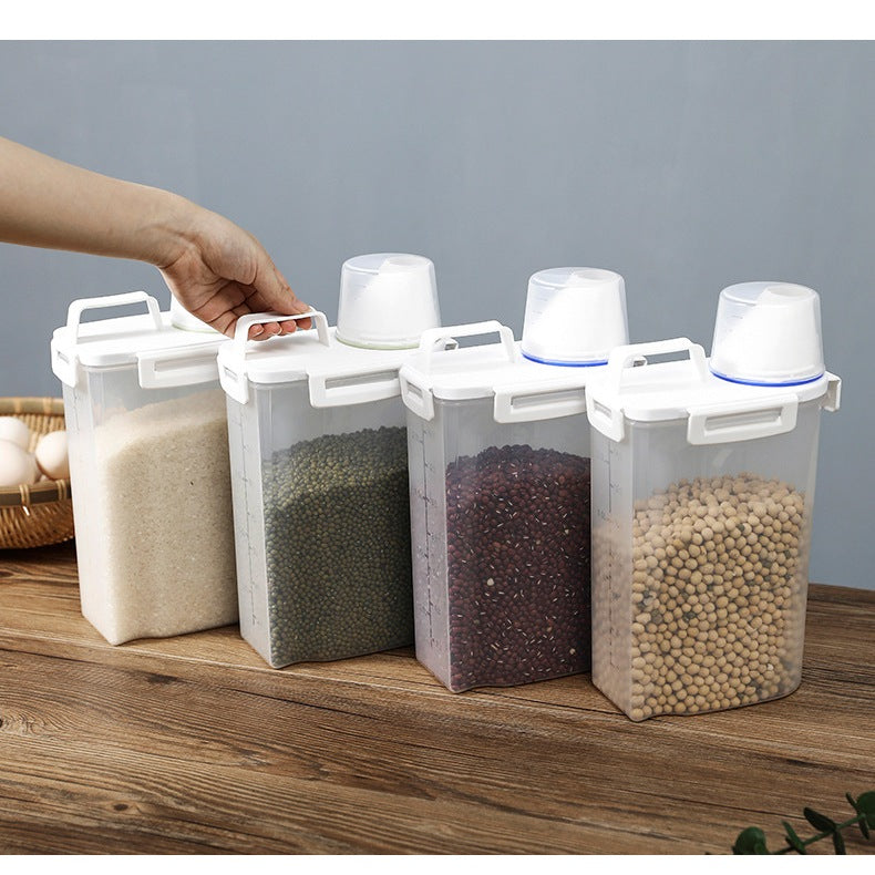 Dispenser para Alimentos 2,5L grãos cereais Tampa Com Trava pote hermético Copo Medidor Multiuso BC-11/BC-12/BC-13 FAVariedades