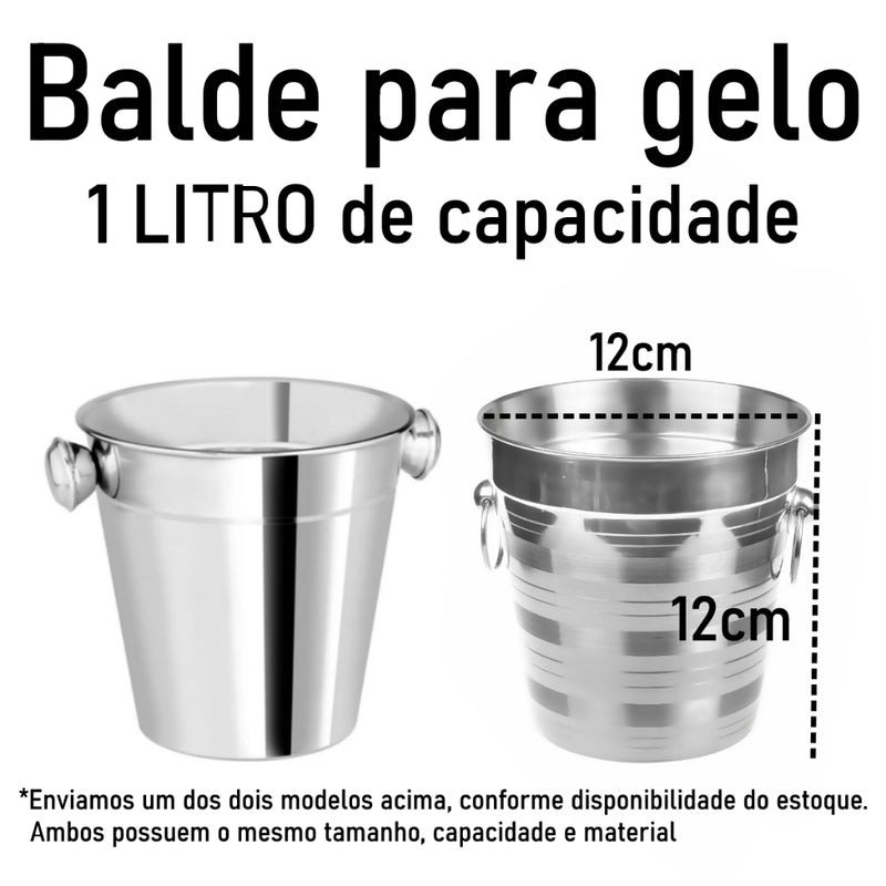 KIT Caipirinha Bartender 7 Peças Aço Inox - Coqueteira 500 ml + Socador, Dosador, Balde, Colher, Pegador gelo e Peneira Completo FAVariedades