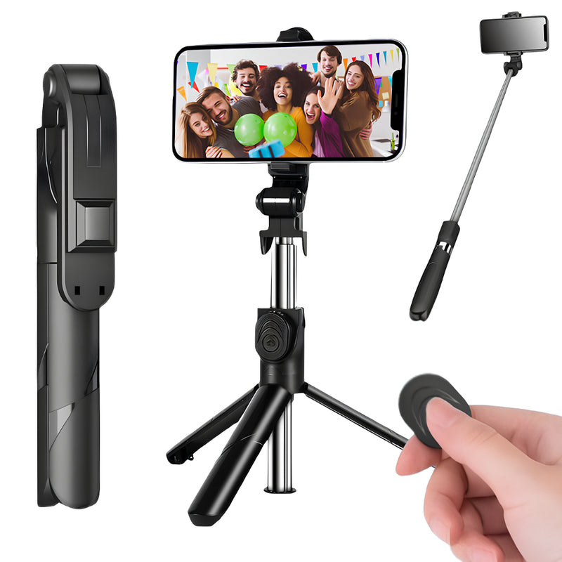 Bastão Tripé Gimbal Suporte Pau de Selfie Celular Metal Controle Remoto Bluetooth Retrátil Ajuste FAVariedades