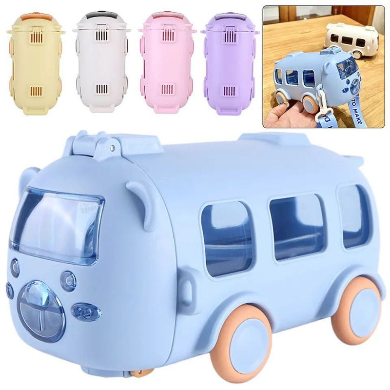 Garrafa de água Bus fofa para ônibus com alça para carro Pequeno copo de água desenho brinquedo portátil carrinho Top Tree FAVariedades