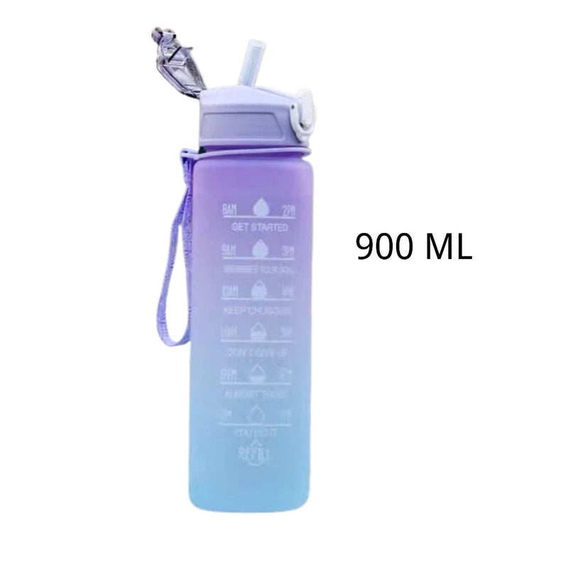 Kit 3 Garrafas De Água Degradê 2Litros e 900ml e300ml Frase Motivacional Canudo Academia Treino Esporte Corrida Natação shopee