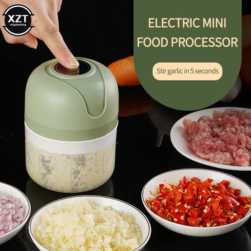 Mini Processador Elétrico Moedor Carne Vegetais Alho Fruta Amendoim Recarregável USB 250ml shopee