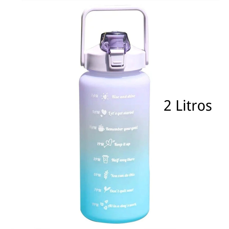 Kit 3 Garrafas De Água Degradê 2Litros e 900ml e300ml Frase Motivacional Canudo Academia Treino Esporte Corrida Natação shopee